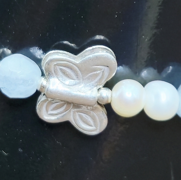 Aquamarine Pearl Sterling Silver Accents Toggle Bracelet - Picture 7 of 9
